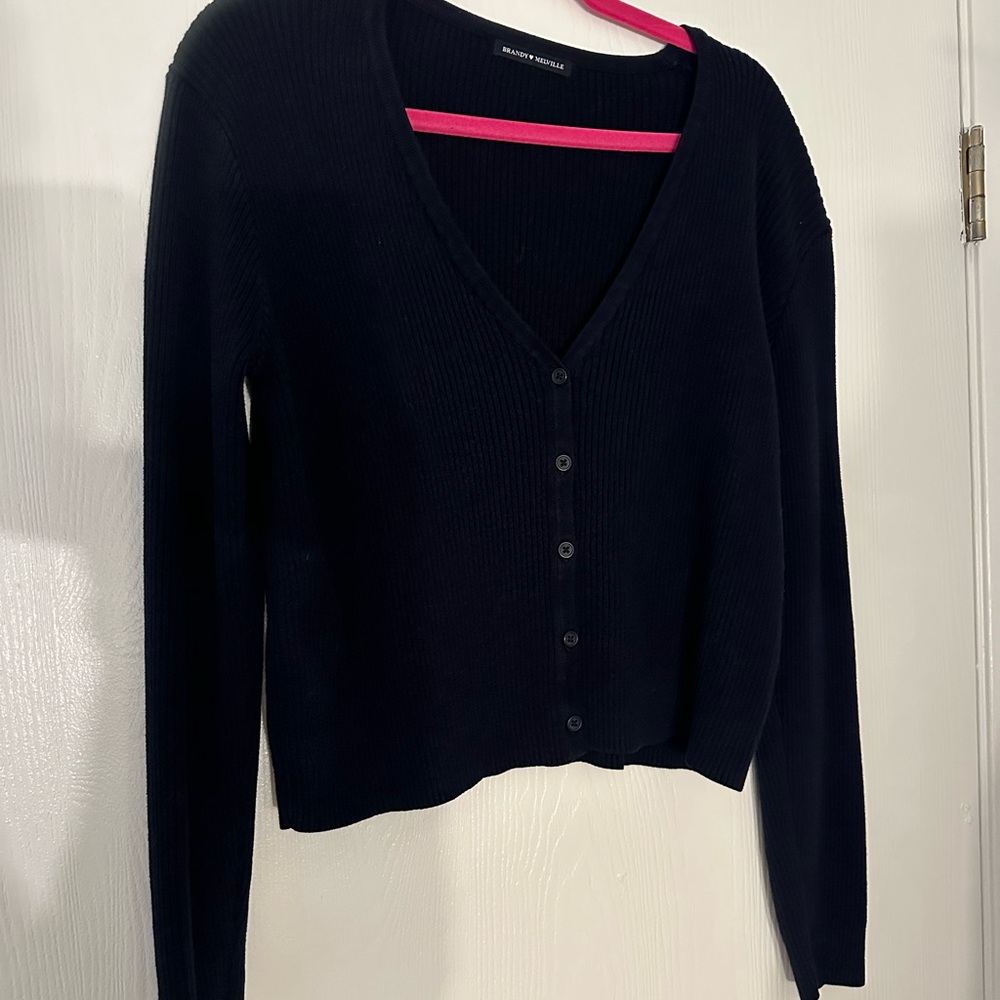 Brandy Melville Women's Dark Navy Blue Cardigan Sweater